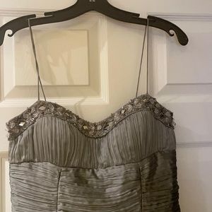 Silver, embellished cocktail dress. 100% silk